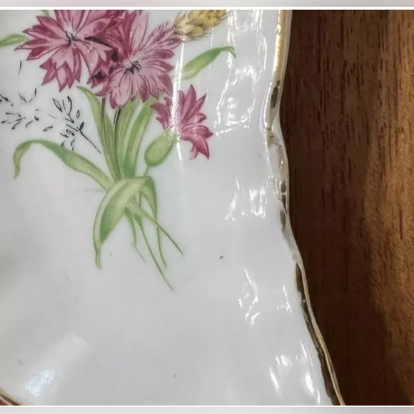 Vintage Bone Dish Crescent Moon Set 2 Chadwick Japan MCM Floral Gold Witchy Read - Picture 9 of 12